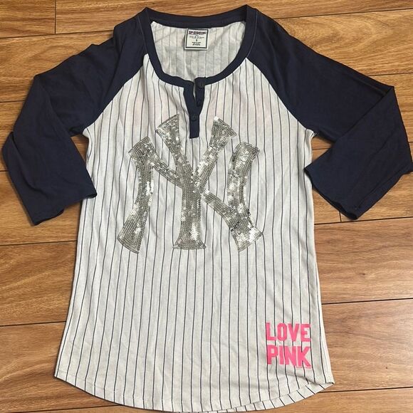 Pink Yankees bling baseball tee - Picture 1 of 3